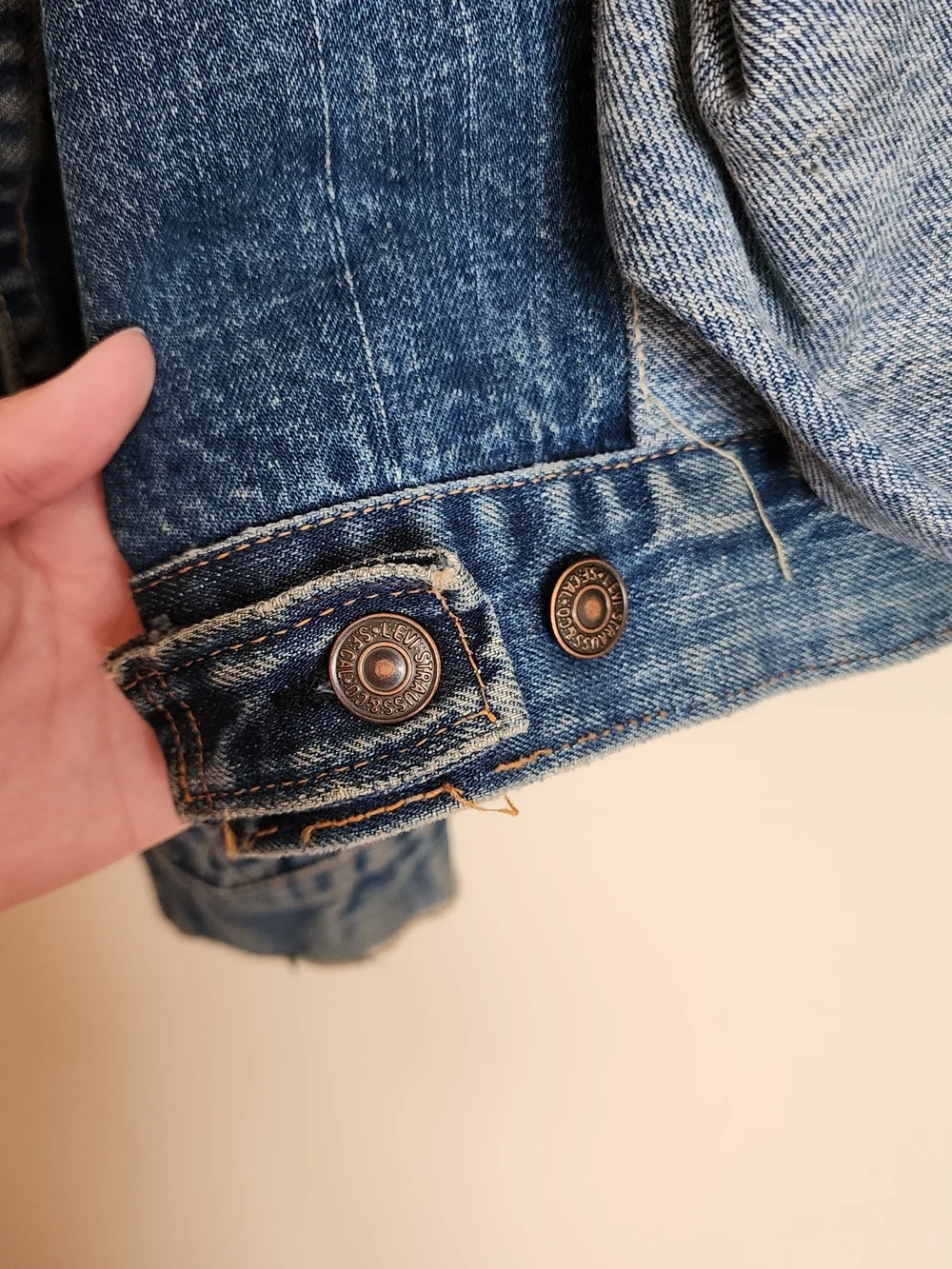 Vtg 60s Levi’s 557 Type 3 Big E Denim Trucker Jacket Button Stamp Mens Size 42 - Picture 11 of 16